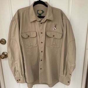 MENS Cabela’s Long sleeve Shirt Kaki color XL REG